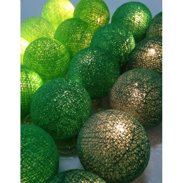 50 Ball Green Mix LONG 5m String Light Battery Box 5cm Cotton Ball Christmas Birthday Garden Special Occasion Decoration