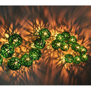 1 Set of Green 5cm Rattan Cane 50 Ball Battery Powered LONG 5m String Lights Christmas Gift Home Wedding Party Bedroom Decoration Table Centrepiece
