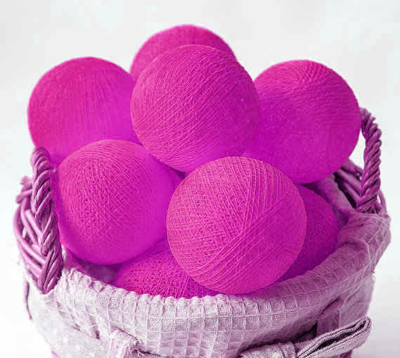 50 Ball HOT Pink LONG 5m String Light Battery Box 5cm Cotton Ball Christmas Birthday Bbay Girl Special Occasion Decoration