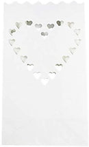 100 Pack White Heart Luminary Paper Candle Tea Light Lantern Bags Wedding Garden Anniversary Birthday Night Decorations Evening Party