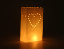 20 Pack White Heart Luminary Paper Candle Tea Light Lantern Bags Garden Wedding Anniversary Birthday Night Decorations Evening Party