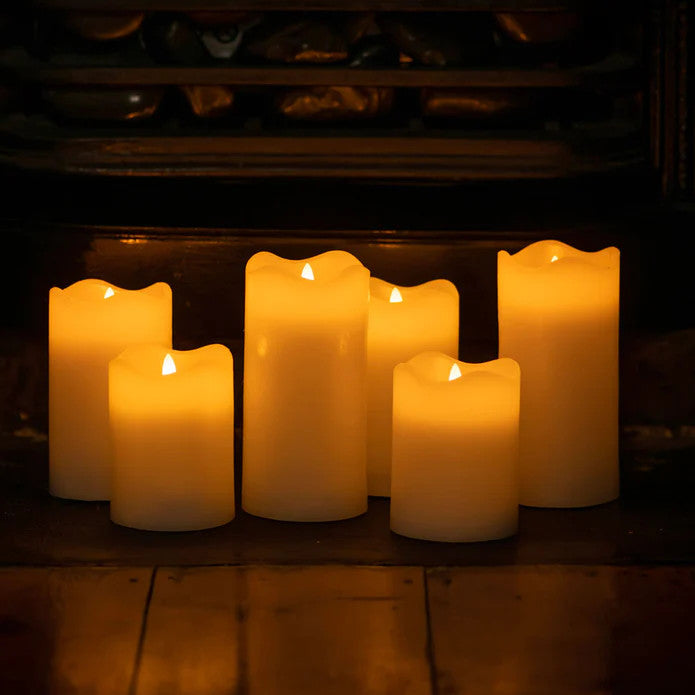 5 Pcs LED Block Pillar Candle White Flameless Safe Indoor Battery Power Party Home Decor Wedding Xmas Table Centrepiece
