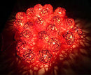 1 Set of Orange 5cm Rattan Cane 50 Ball Battery Powered LONG 5m String Lights Christmas Gift Home Wedding Party Bedroom Decoration Table Centrepiece