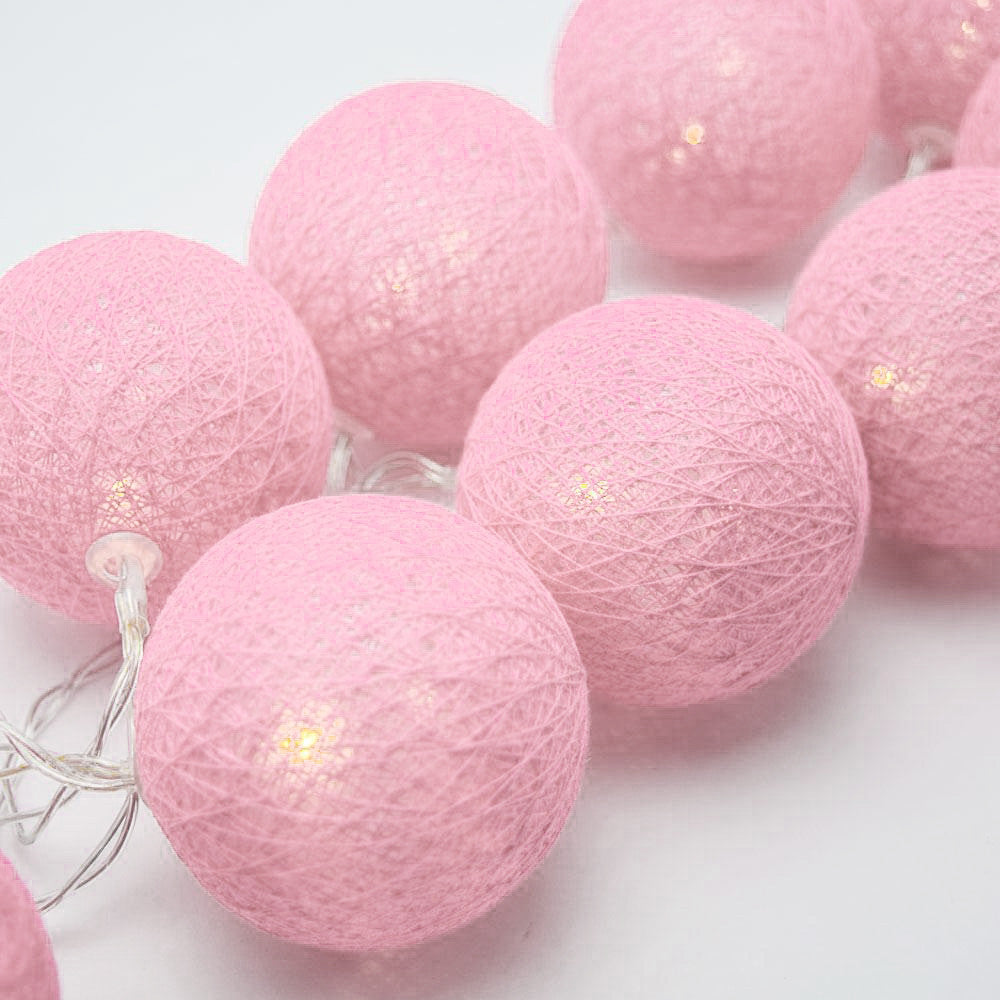 20 Ball Pastel Pink 3m String Light Battery Box 5cm Cotton Ball Christmas Birthday Bbay Girl Special Occasion Decoration