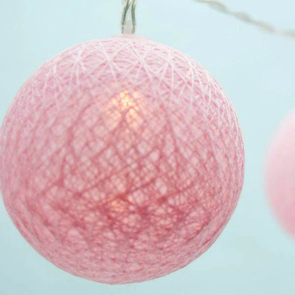 50 Ball Pastel Pink LONG 5m String Light Battery Box 5cm Cotton Ball Christmas Birthday Bbay Girl Special Occasion Decoration