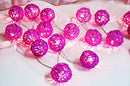 1 Set of Pink 5cm Rattan Cane 50 Ball Battery Powered LONG 5m String Lights Christmas Gift Home Wedding Party Bedroom Decoration Table Centrepiece