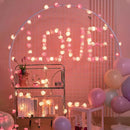 20 Pink n White Rose 3D Fairy Lights 3M String, Battery (AA) Indoor & Outdoor Decorations Wedding Valentines Romantic Room Table Lighting