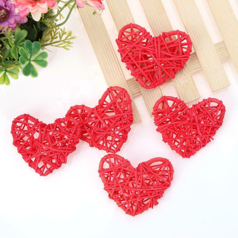 50 Red 3D Hollowed Rattan Heart-Shaped 5M LONG String Fairy Lights, Battery (AA) Indoor & Outdoor Decorations Wedding Valentines Romantic Room Table Lighting