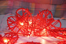 50 Red 3D Hollowed Rattan Heart-Shaped 5M LONG String Fairy Lights, Battery (AA) Indoor & Outdoor Decorations Wedding Valentines Romantic Room Table Lighting