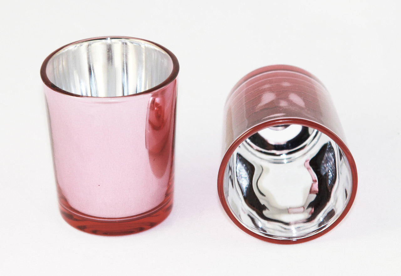 20 Pack Rose Gold Pink Votive Tealight Candle Holders Valentines Day Mercury  Wedding Decor Glass Candlestick Party Decorations Bridal Baby Shower Event