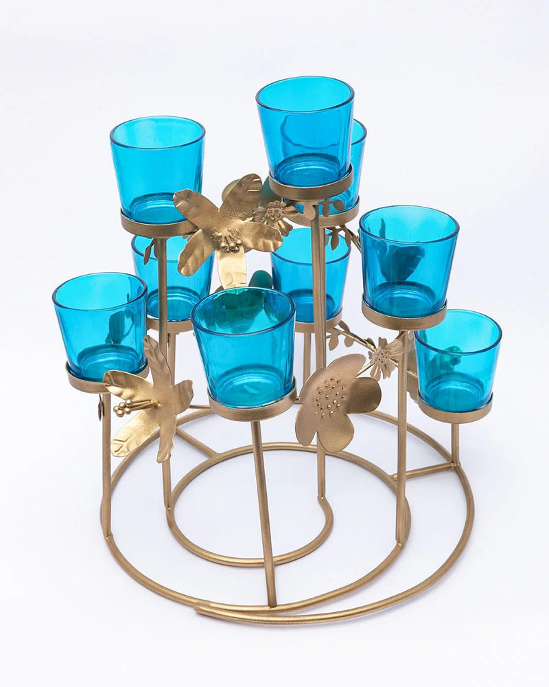 10 Pack Turquoise Glass Votive Tealight Candle Holders House Party Cenrepiece Xmas Wedding Decor Glass Candlestick Party Decorations Bridal Baby Shower Event