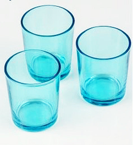 20 Pack Turquoise Glass Votive Tealight Candle Holders House Party Cenrepiece Xmas Wedding Decor Glass Candlestick Party Decorations Bridal Baby Shower Event
