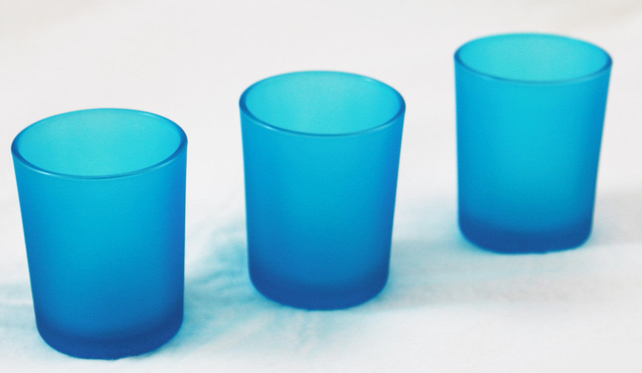 40 Pack Turquoise Frosted Glass Votive Tealight Candle Holders House Party Cenrepiece Xmas Wedding Decor Glass Candlestick Party Decorations Bridal Baby Shower Event