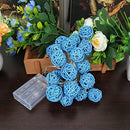 1 Set of Turquoise Blue 5cm Rattan Cane 50 Ball Battery Powered LONG 5m String Lights Christmas Gift Home Wedding Party Bedroom Decoration Table Centrepiece