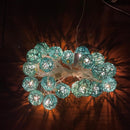 1 Set of Turquoise Blue 5cm Rattan Cane 50 Ball Battery Powered LONG 5m String Lights Christmas Gift Home Wedding Party Bedroom Decoration Table Centrepiece