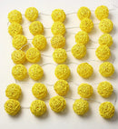 1 Set of Yellow 5cm Rattan Cane 20 Ball Battery Power 3m String Lights Christmas Gift Home Wedding Party Bedroom Decoration Table Centrepiece