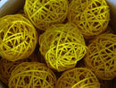 1 Set of Yellow 5cm Rattan Cane 20 Ball Battery Power 3m String Lights Christmas Gift Home Wedding Party Bedroom Decoration Table Centrepiece
