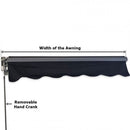 2.92m Black Fabric/Dark Grey Frame Manual Retractable Folding Arm Awning
