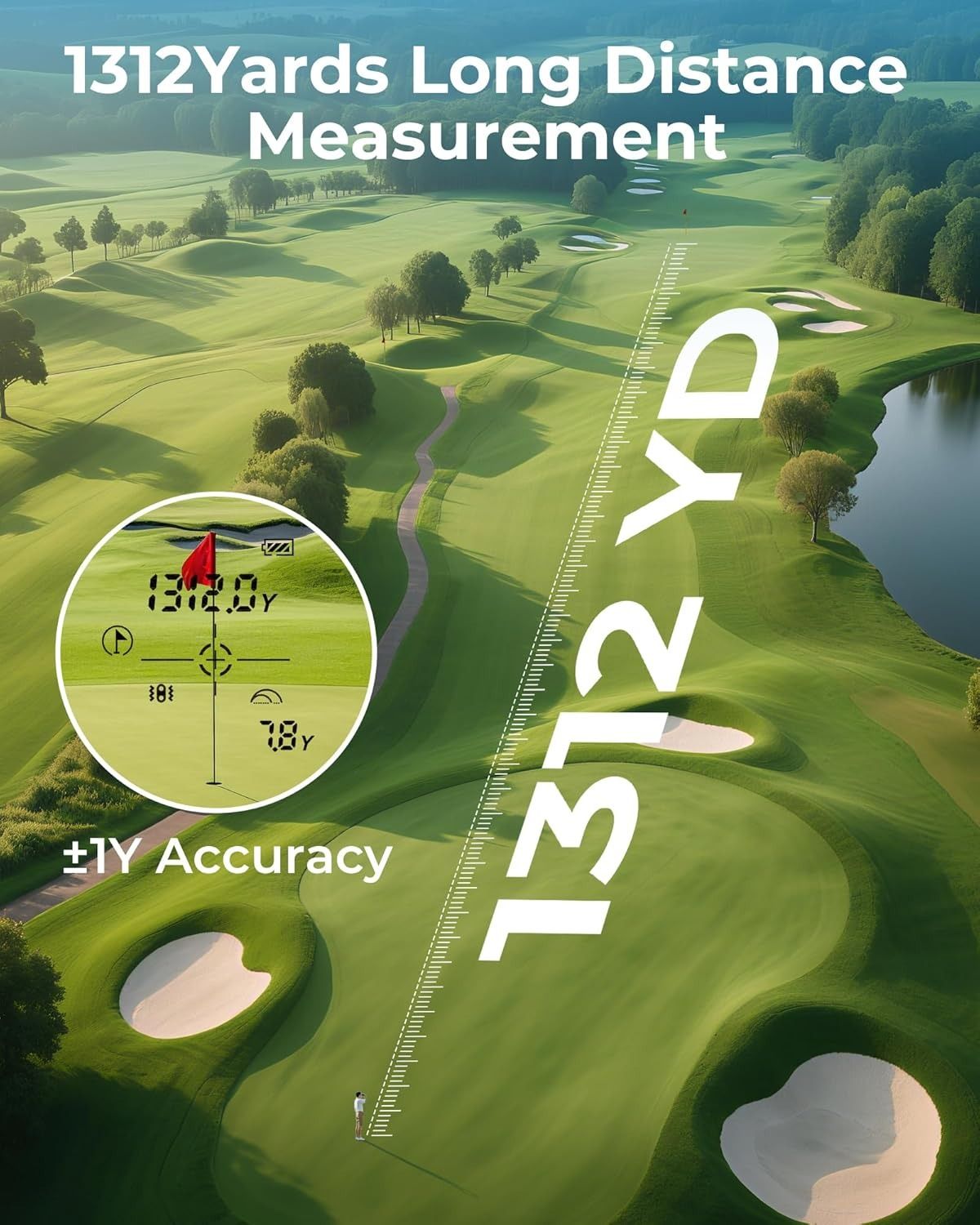 Golf Rangefinder with Slope, CIGMAN 1312 Yards Range Finder Golf, 2.4-inch External Color Touchscreen, Flag Lock Vibration, 6X Magnification, Rechargeable Range Finder, Ideal Golf Accessories