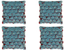 Pack of 4 Covers Amelie Aqua Blue & Red 3D Texture Cushion Covers