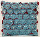 Pack of 4 Covers Amelie Aqua Blue & Red 3D Texture Cushion Covers
