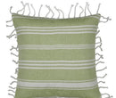Pack of 4 Fresh Green & White Striped Cushion Cover with white knotted edging