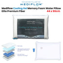 Mediflow Elite Premium Fiber Cooling Gel Memory Foam Water Pillow 44 x 66 cm