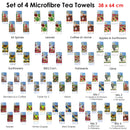 Set of 4 Microfibre Printed Tea Towels All Spices