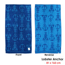 Jacquard Velour Reversible Beach Towel Blue Lobster Anchor