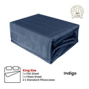 Indigo 800TC Luxury Cotton Self-Stripe Sheet Set King 40 cm Wall King
