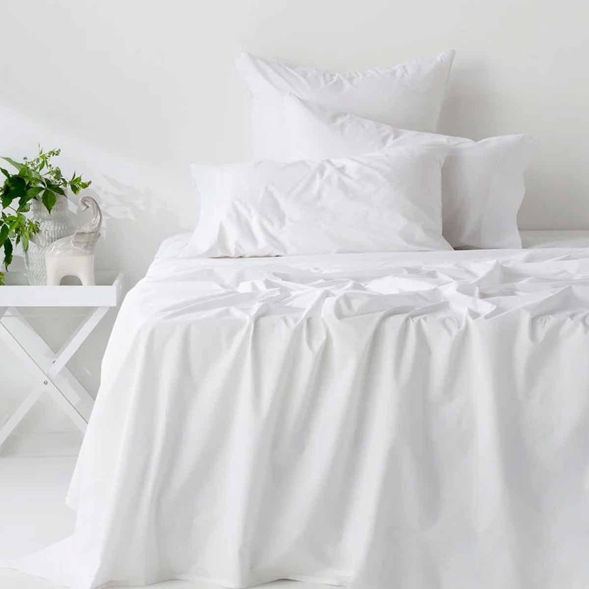 400TC Organic Cotton Premium White Sheet Set Long-Staple Commercial-Grade Durability Mega Queen