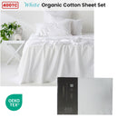 400TC Organic Cotton Premium White Sheet Set Long-Staple Commercial-Grade Durability Mega Queen