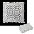 White Knitted Crochet Cotton Tablecloth Square 137 x 137 cm Scalloped Edging 4-Seater