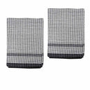 Hotel Living Set of 2 Jumbo Cotton Check Tea Towels 60x90cm Black