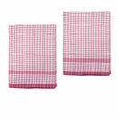Hotel Living Set of 2 Jumbo Cotton Check Tea Towels 60x90cm Cherry