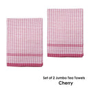 Hotel Living Set of 2 Jumbo Cotton Check Tea Towels 60x90cm Cherry