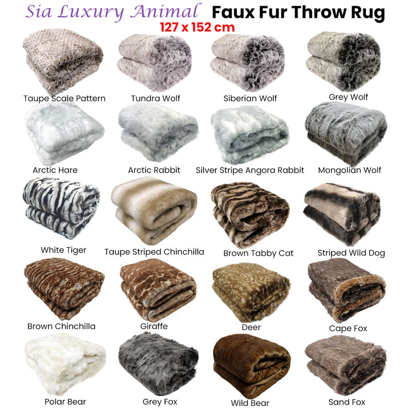 Sia Luxury Range Faux Fur Throw Rug 127 x 152 cm Giraffe