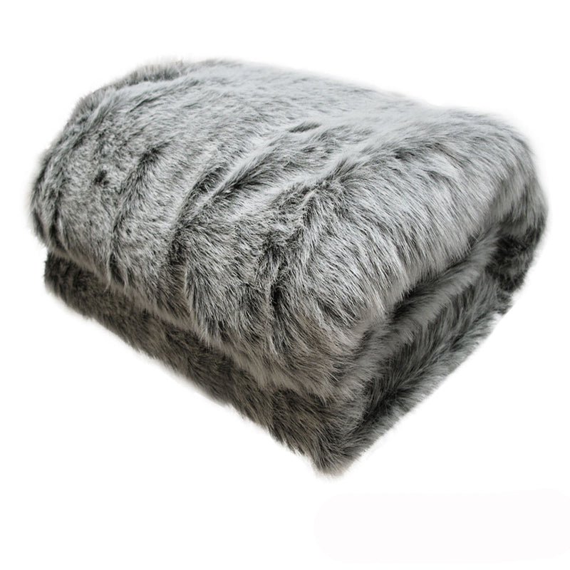 Sia Luxury Range Faux Fur Throw Rug 127 x 152 cm Mongolian Wolf