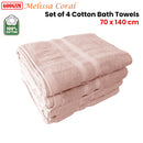 600GSM Set of 4 Melissa 100% Cotton Bath Towels Coral 70 x 140 cm