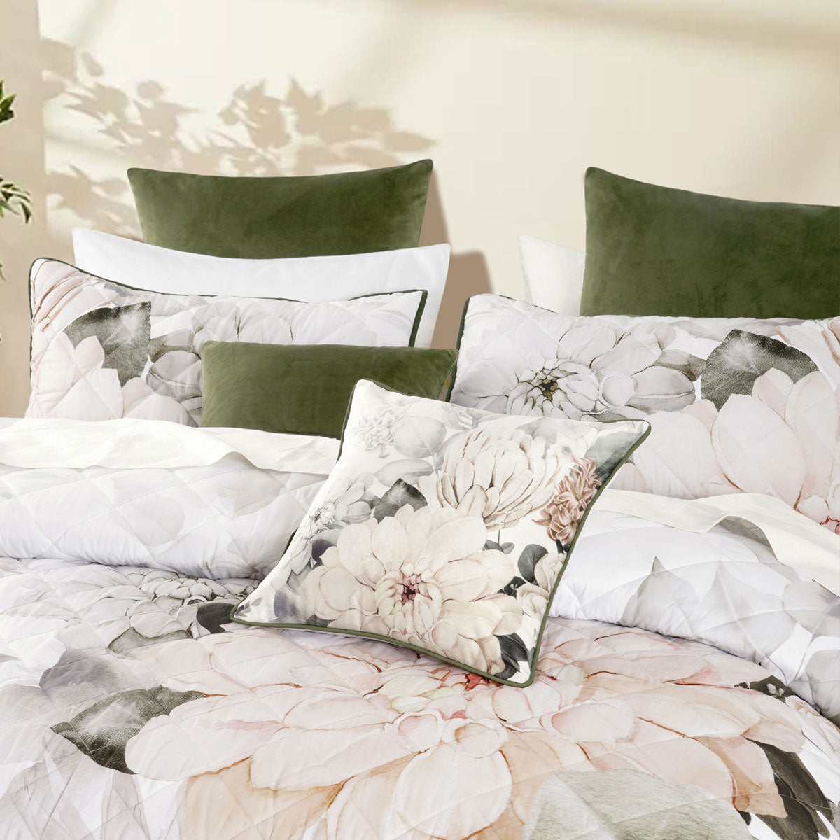 Bianca Giselle White Polyester Printed Floral Coverlet Set Super King