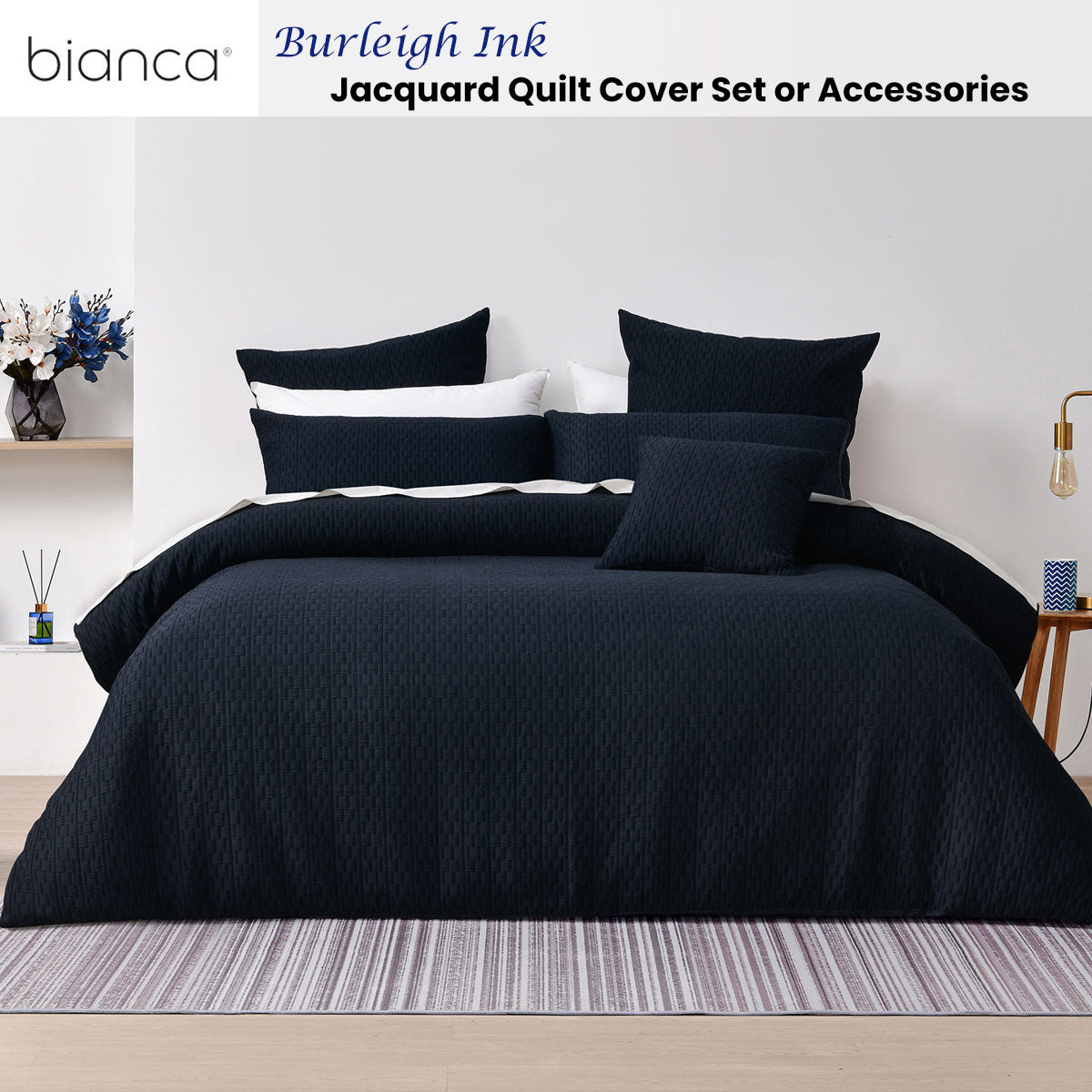 Bianca Burleigh Ink Jacquard Quilt Cover Set King