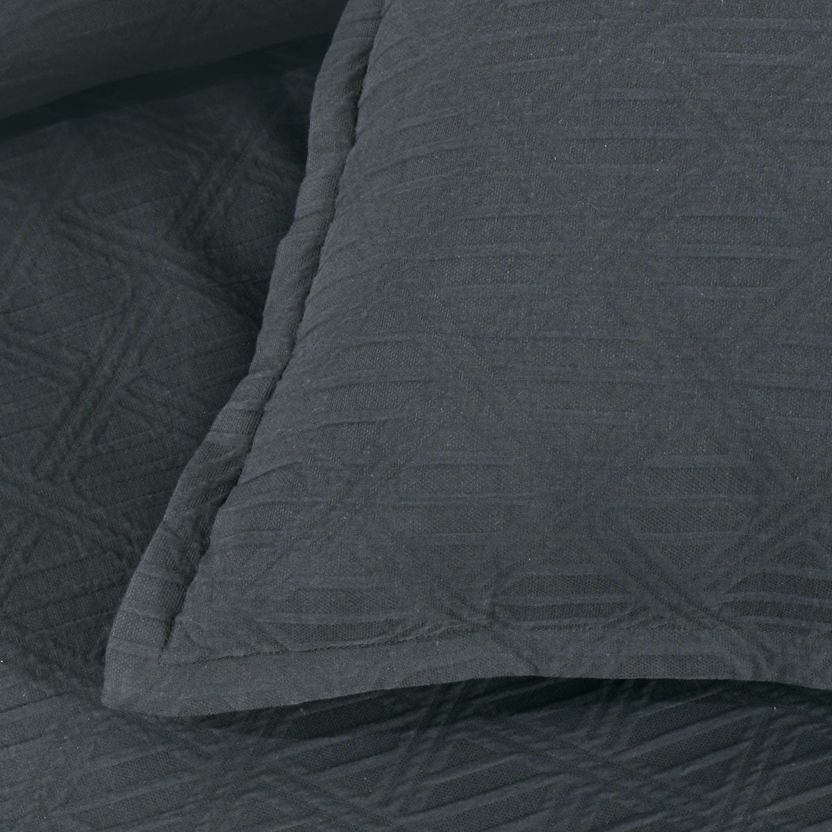 Bianca Hallston Charcoal Pre-Washed Cotton Quilt Cover Set Queen