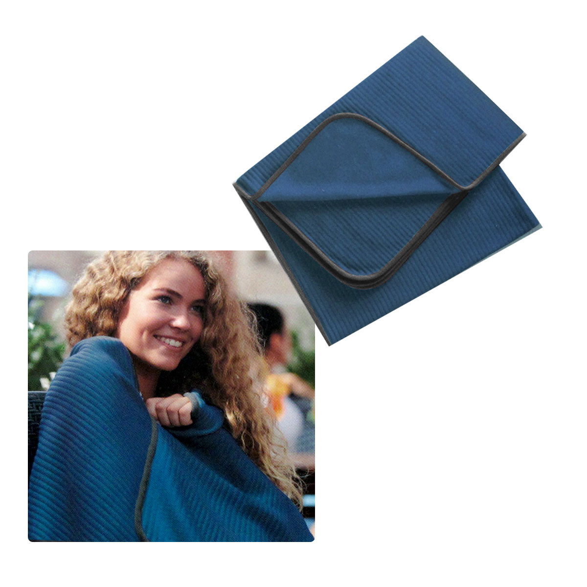 250GSM Ribbed Polar Fleece Throw 100 x 150cm Blue