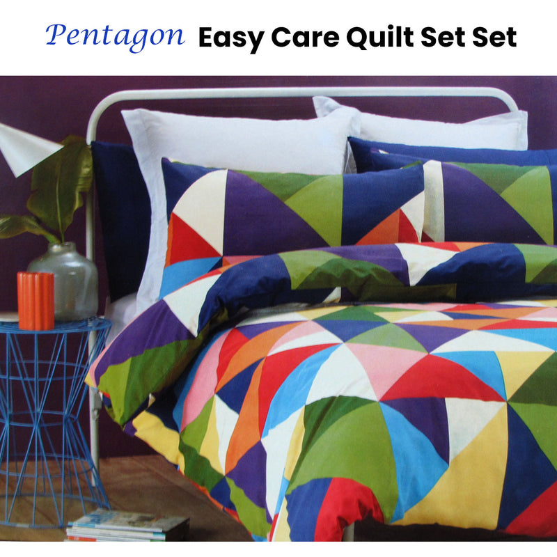 Belmondo Pentagon Triangles Easy Care Quilt Cover Set Queen