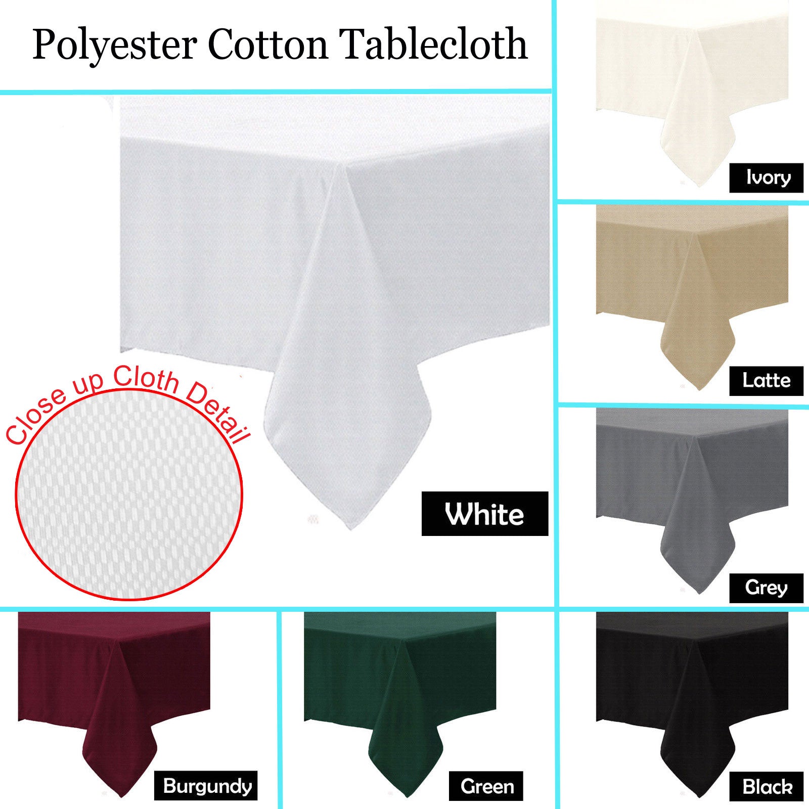 Polyester Cotton Tablecloth Burgundy 180 cm Round
