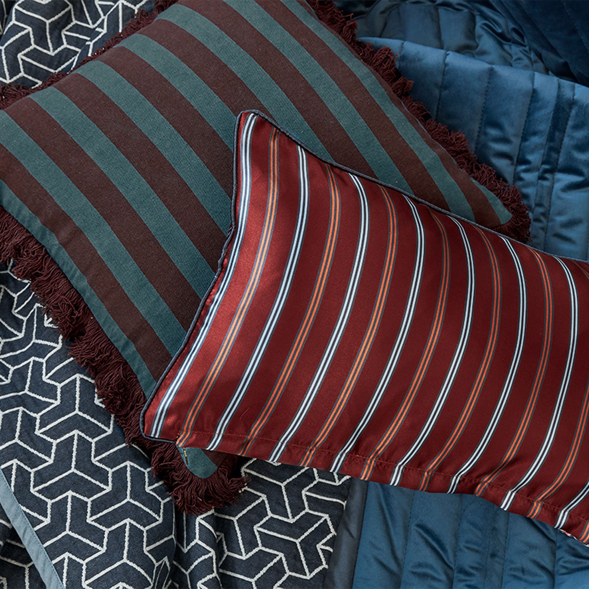 KAAT Amsterdam Viggo Red Stripe Square Filled Cushion 45cm x 45cm