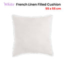 Vintage Design Homewares White French Linen Filled Cushion Square - 55cm x 55cm