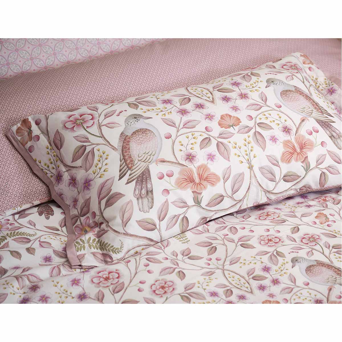 PIP Studio Garden of Dove Off White Cotton Cover Oblong Cushion 35cm x 60cm