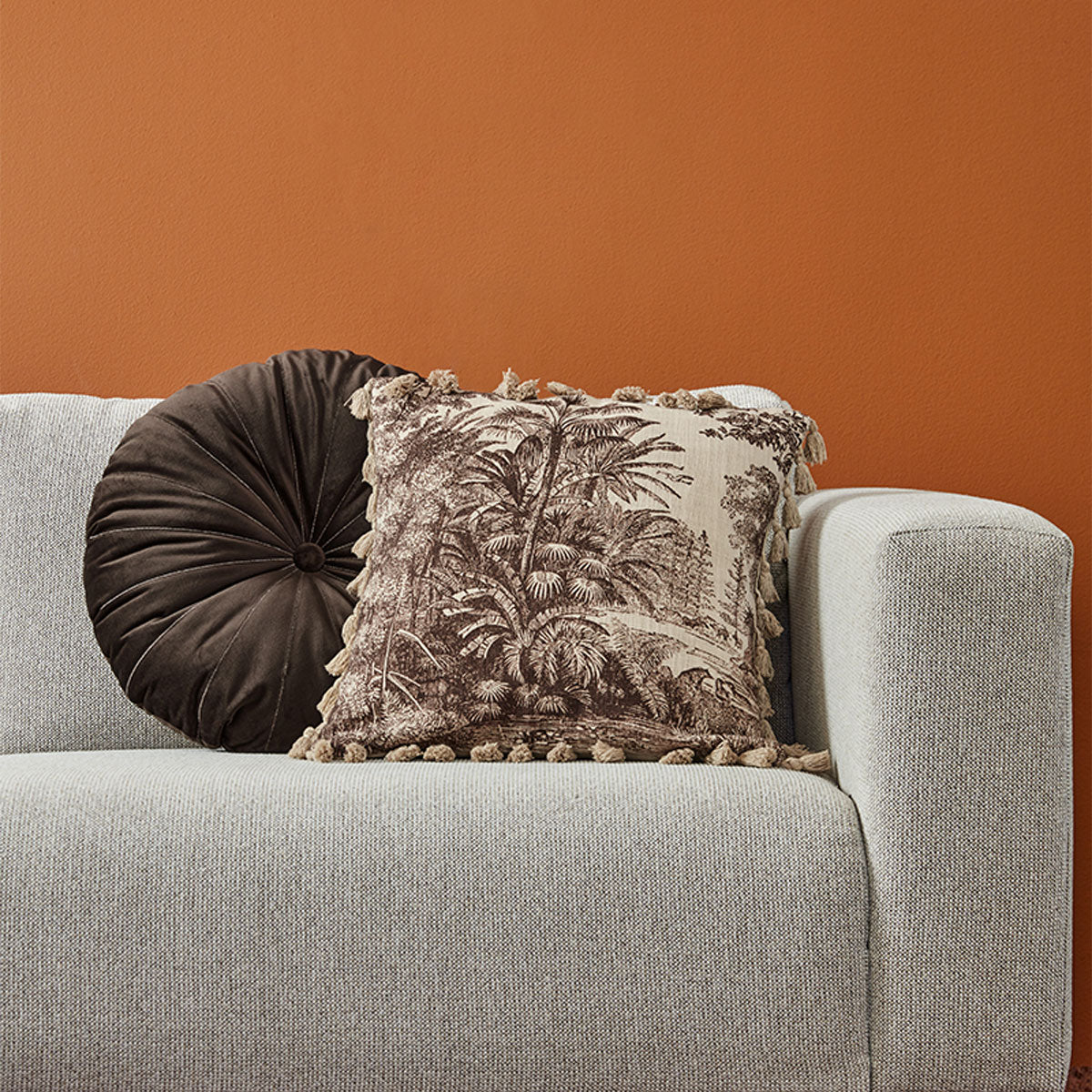 KAAT Amsterdam Mandarin Brown Round Filled Cushion 40cm Diameter