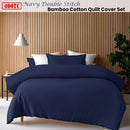 Accessorize 400TC Navy Bamboo Cotton Double Stitch Quilt Cover Set King